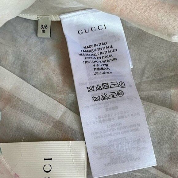 Gucci Baby Girl Floral Watercolor Print 100% Silk Dress - Picture 11 of 11